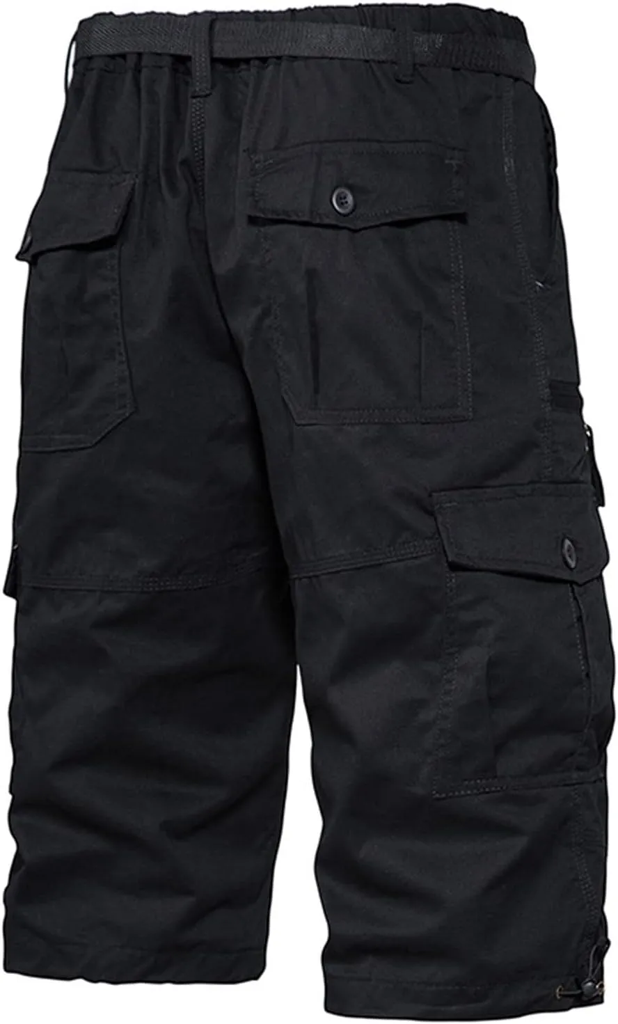 Below The Knee Shorts for Men Belted Classic Fit Multi Pockets Long Cargo Shorts for Men Casual Hiking Shorts