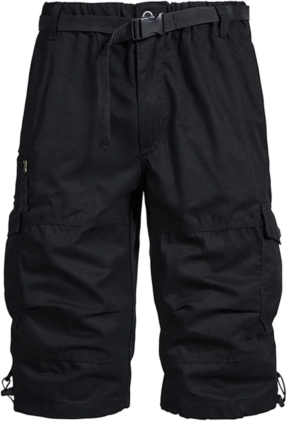 Below The Knee Shorts for Men Belted Classic Fit Multi Pockets Long Cargo Shorts for Men Casual Hiking Shorts