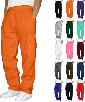 Cargo Sweatpants for Men Big and Tall Loose Fit Casual Workout Running Pants Drawstring Joggers Wide Leg Cargos
