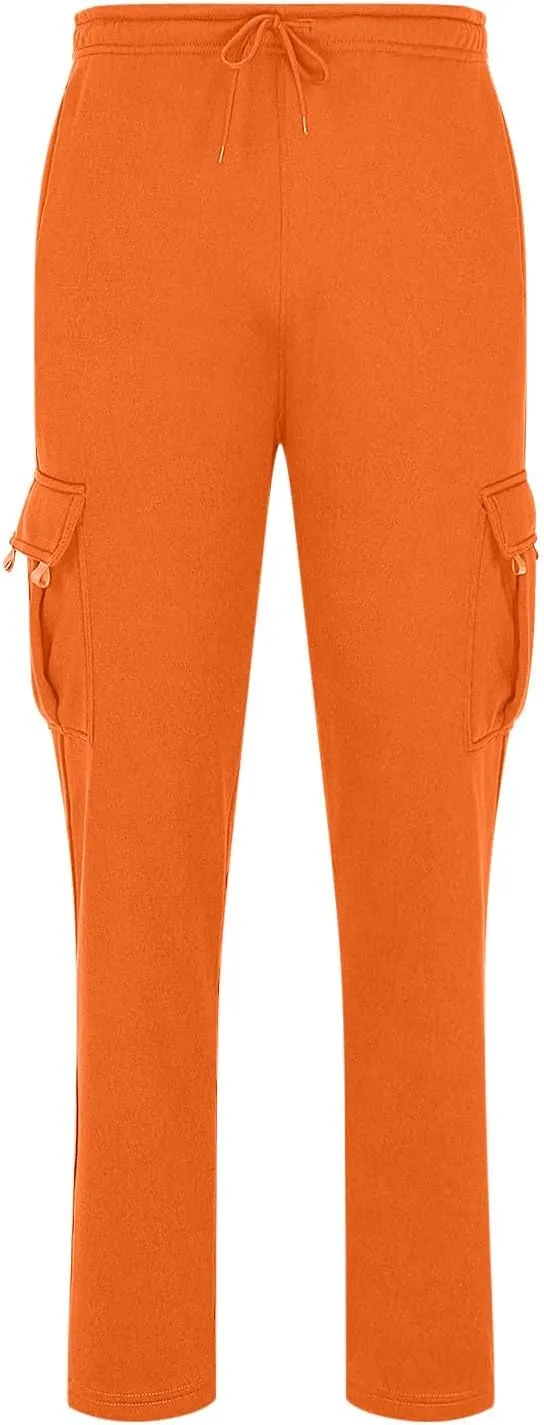 Cargo Sweatpants for Men Big and Tall Loose Fit Casual Workout Running Pants Drawstring Joggers Wide Leg Cargos