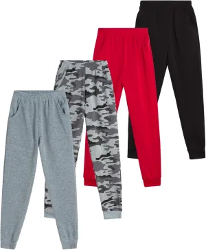 Coney Island Boys Sweatpants - 4 Pack Athletic Sweat Pants with Pocket Soft Boys Joggers Kids Sweatpants (Sizes 5-16)