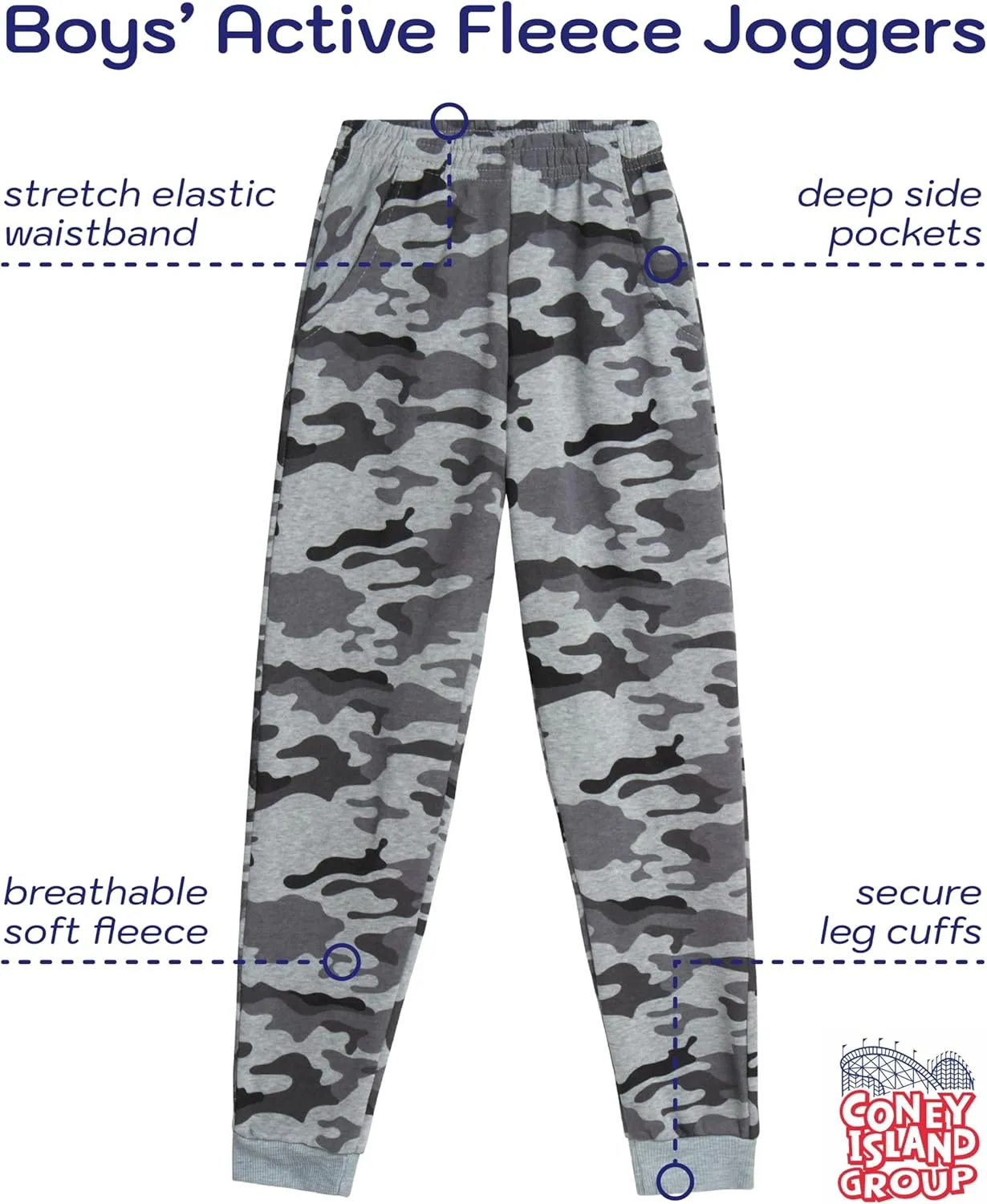 Coney Island Boys Sweatpants - 4 Pack Athletic Sweat Pants with Pocket Soft Boys Joggers Kids Sweatpants (Sizes 5-16)
