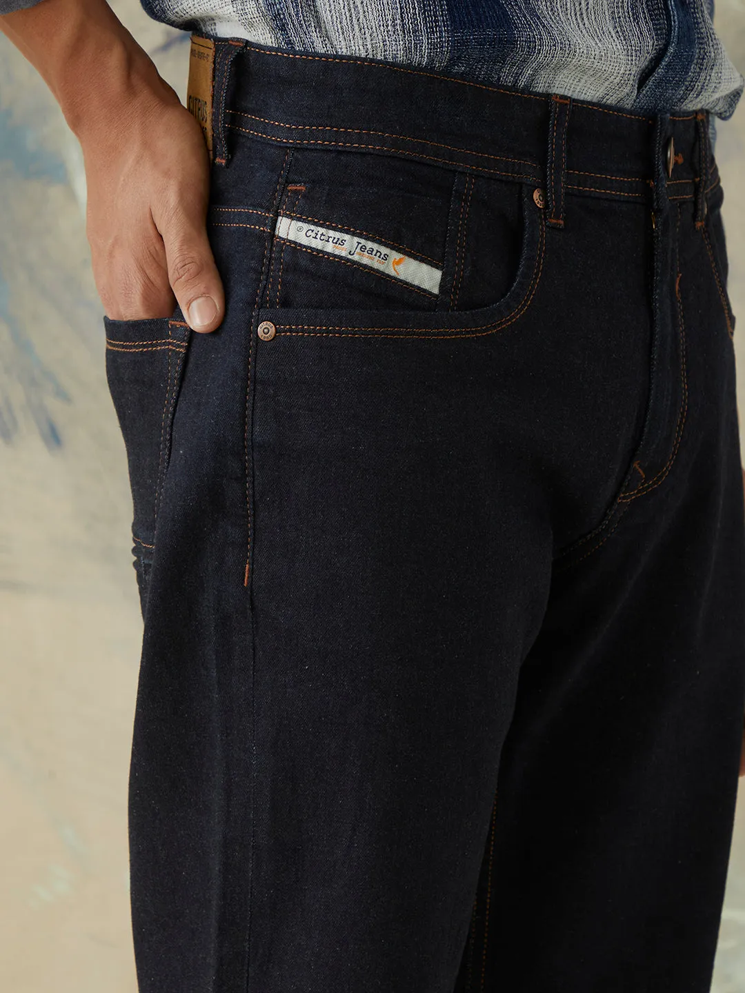 Dark Blue Plain Denim Shorts