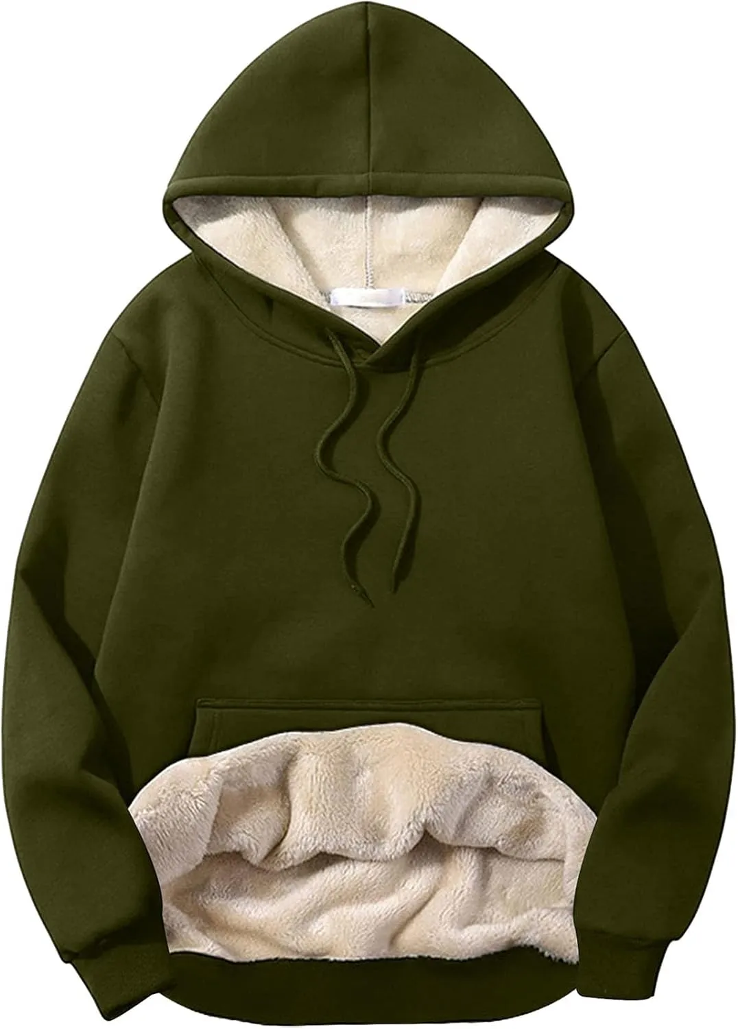 Flygo Men's Casual Fleece Sherpa Lined Hoodie Winter Warm Pullover Hooded Sweatshirt