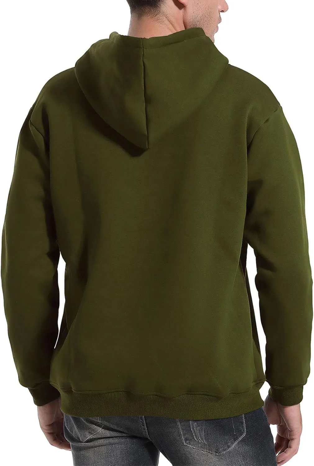 Flygo Men's Casual Fleece Sherpa Lined Hoodie Winter Warm Pullover Hooded Sweatshirt