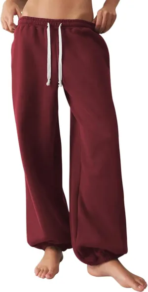 HeSaYep Sweatpants for Women Baggy Drawstring Waisted Cinch Bottom Casual Loose Sweat Pants with Pockets