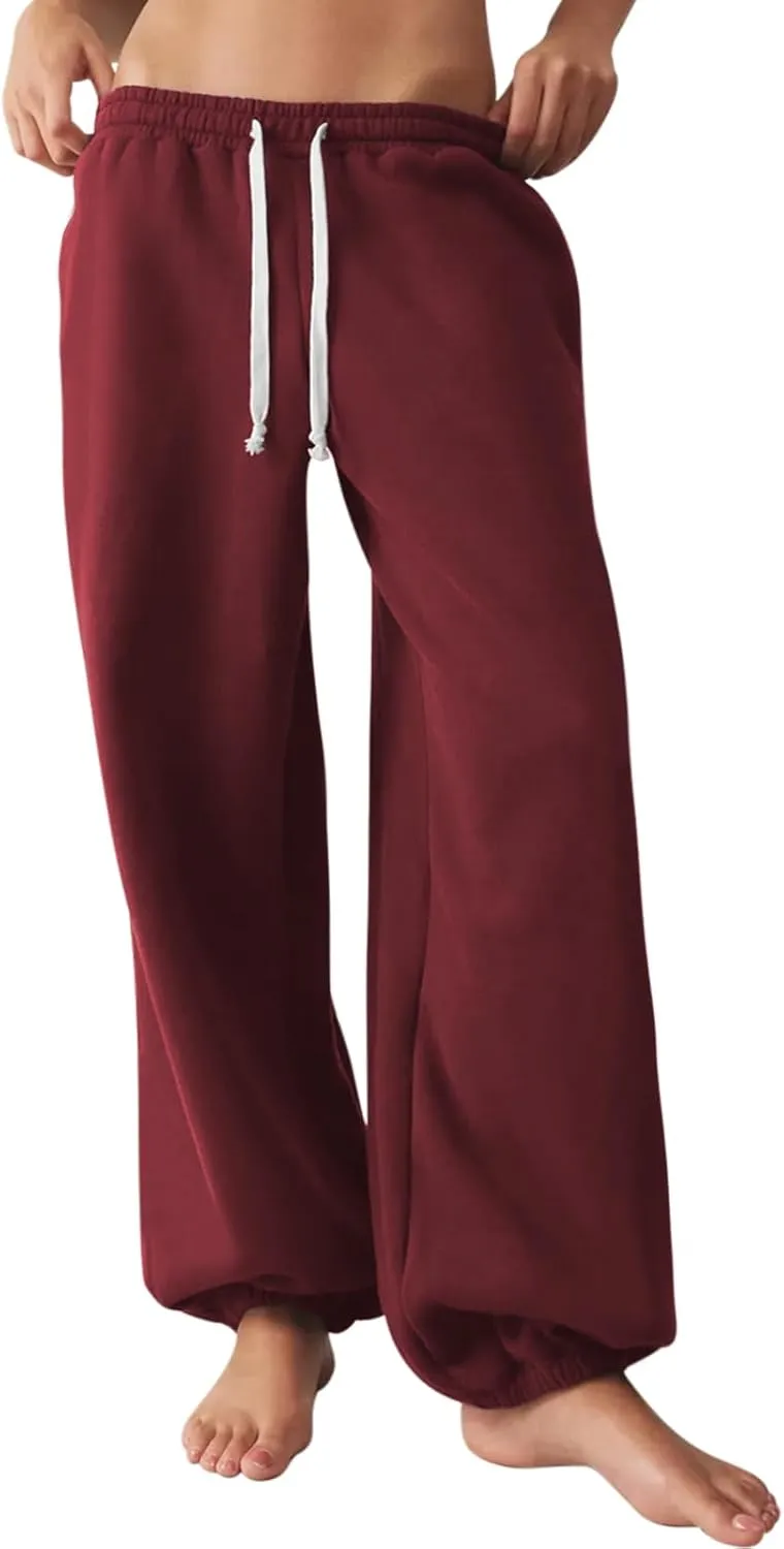 HeSaYep Sweatpants for Women Baggy Drawstring Waisted Cinch Bottom Casual Loose Sweat Pants with Pockets