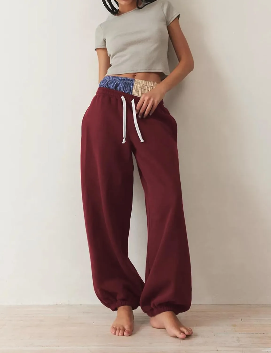 HeSaYep Sweatpants for Women Baggy Drawstring Waisted Cinch Bottom Casual Loose Sweat Pants with Pockets