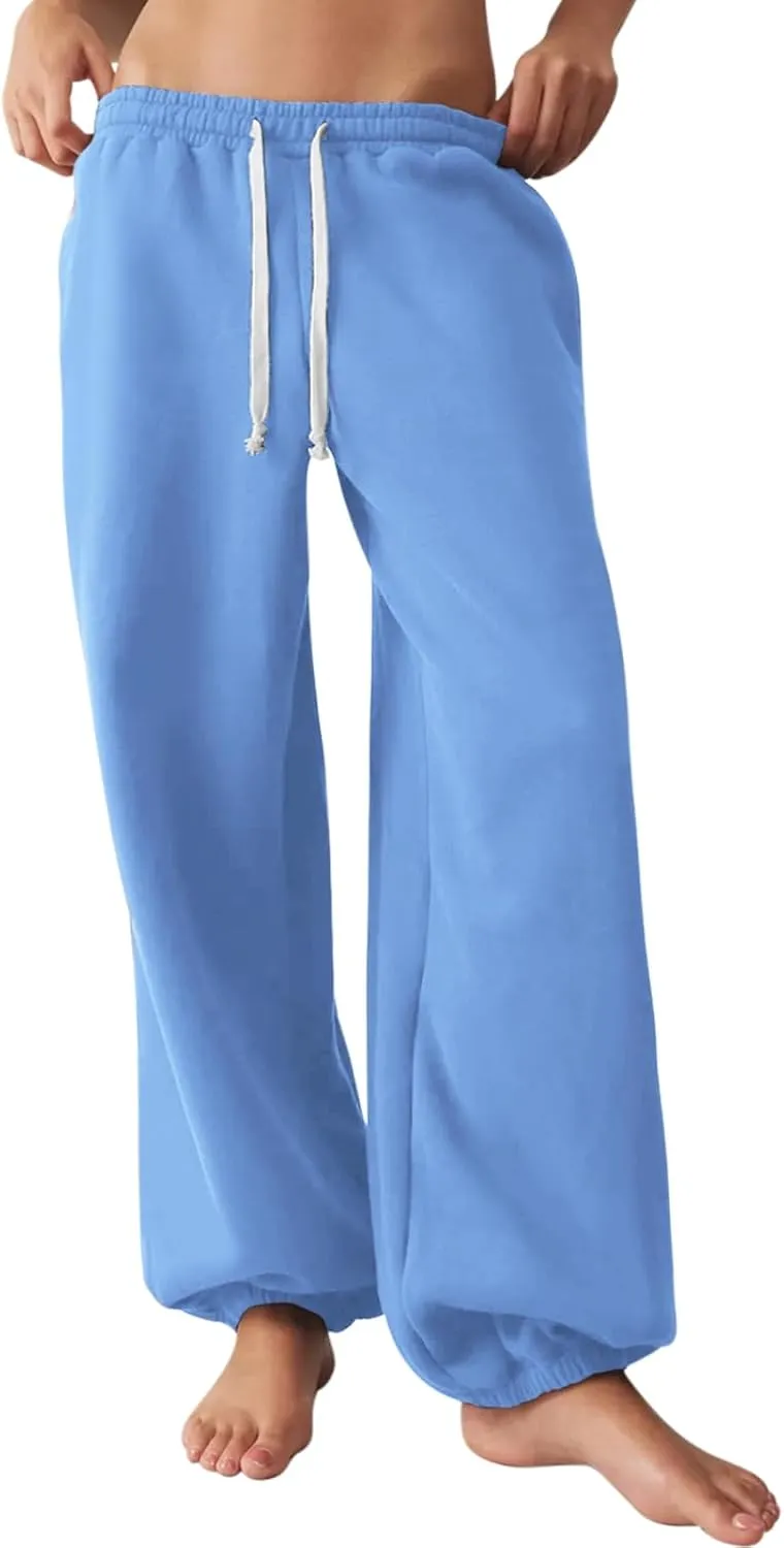HeSaYep Sweatpants for Women Baggy Drawstring Waisted Cinch Bottom Casual Loose Sweat Pants with Pockets