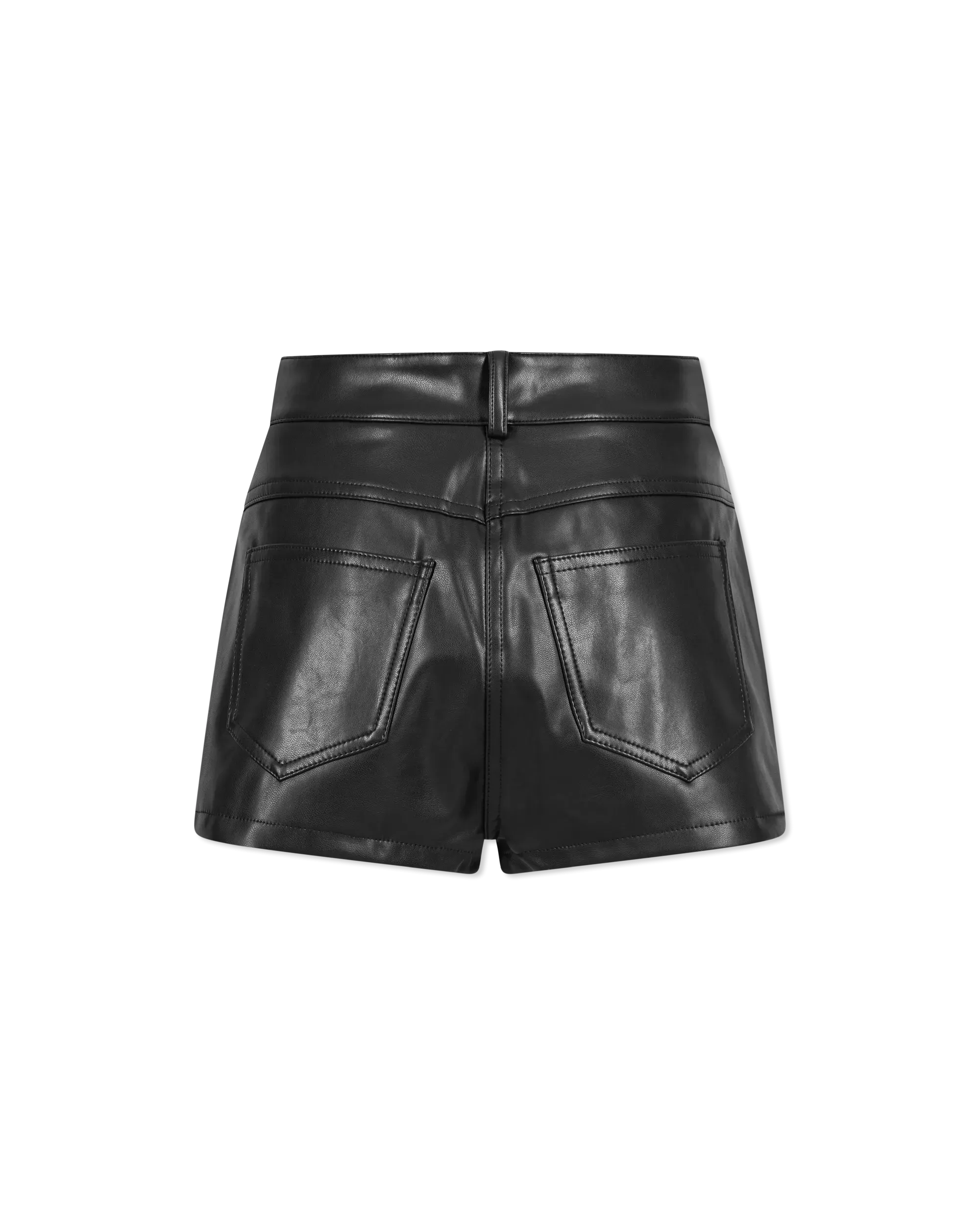 High Waist Faux Leather Jean Short