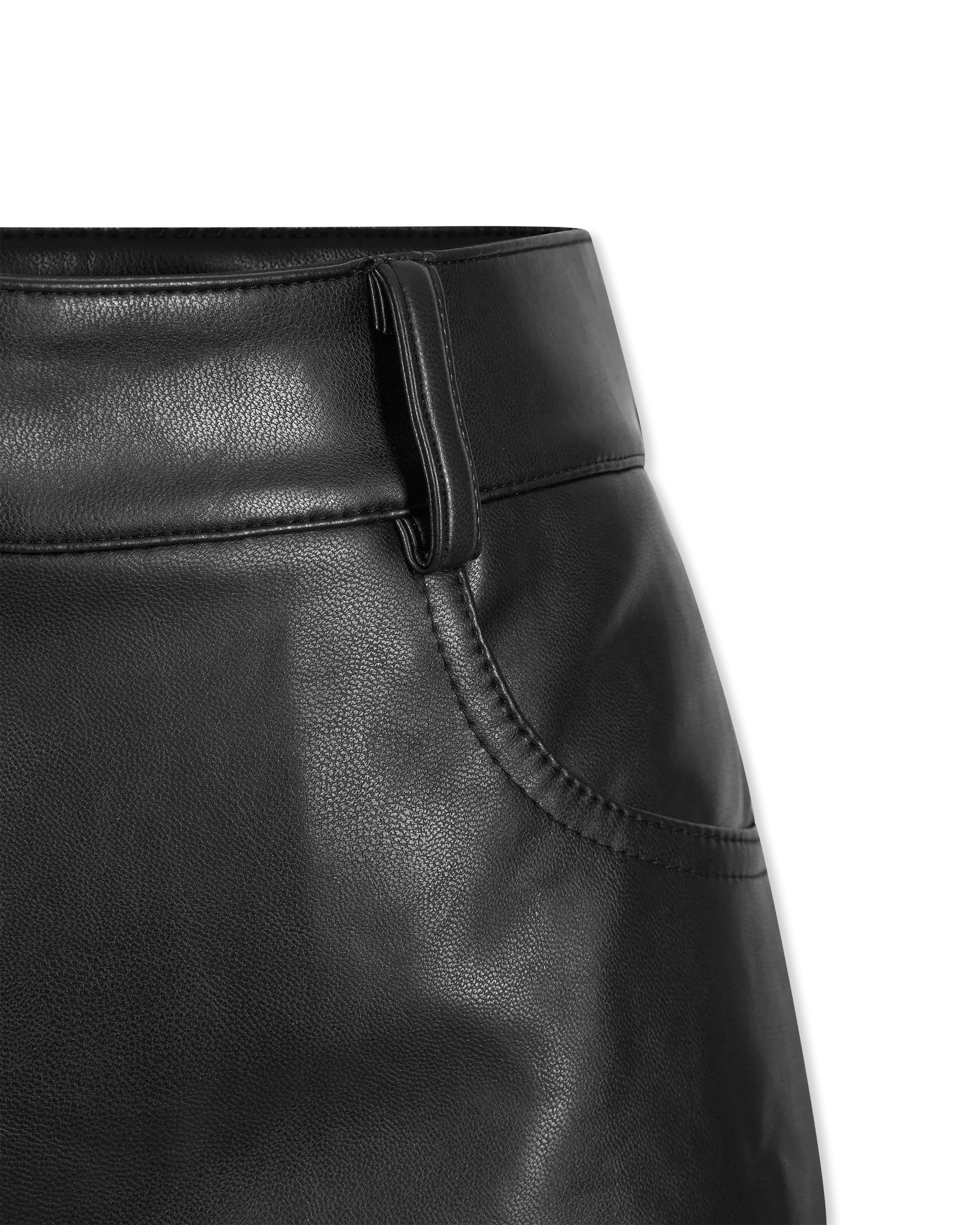 High Waist Faux Leather Jean Short