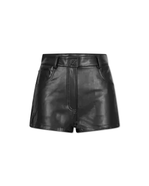 High Waist Faux Leather Jean Short