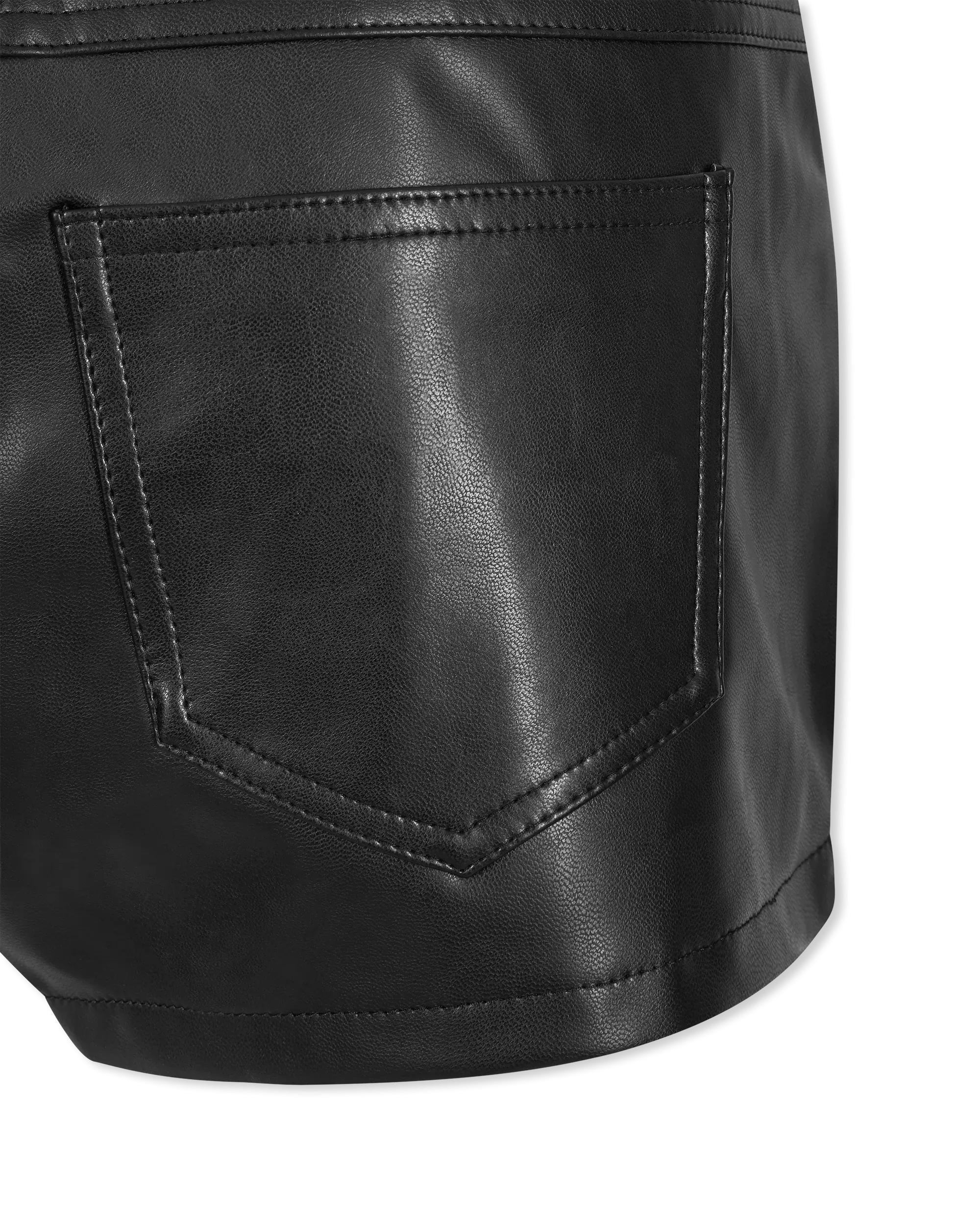 High Waist Faux Leather Jean Short