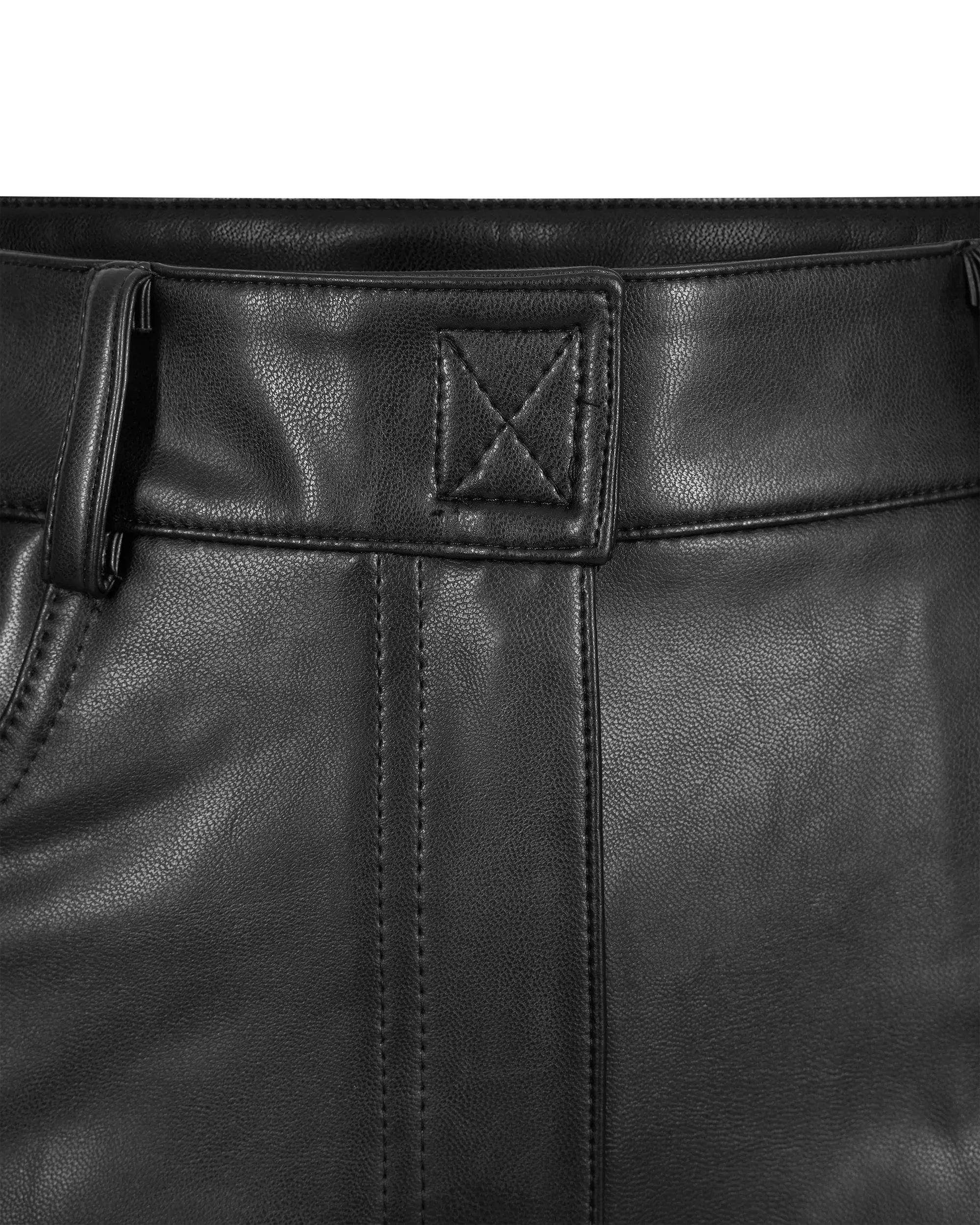 High Waist Faux Leather Jean Short