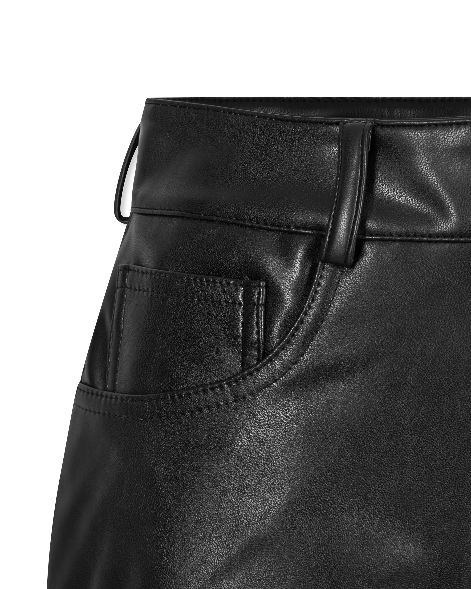 High Waist Faux Leather Jean Short