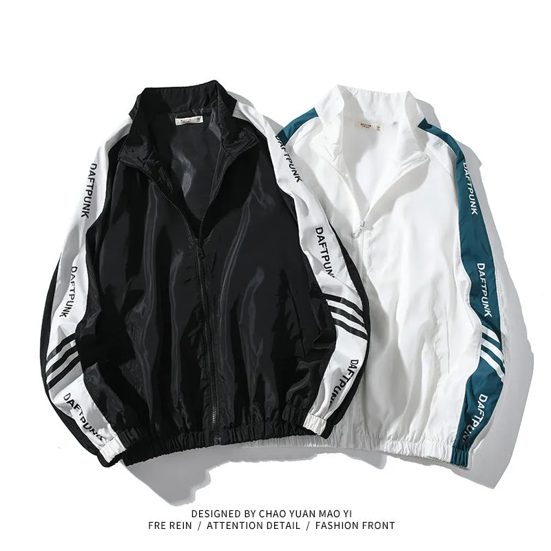 Jock Jacket Couple Stand Collar Trench Coat Men's and Women's Spring/Summer Sun Protection Thin Casual Sports Jacket
