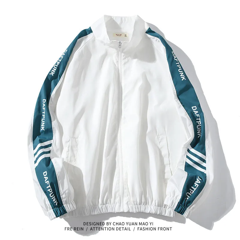 Jock Jacket Couple Stand Collar Trench Coat Men's and Women's Spring/Summer Sun Protection Thin Casual Sports Jacket