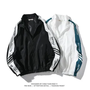 Jock Jacket Couple Stand Collar Trench Coat Men's and Women's Spring/Summer Sun Protection Thin Casual Sports Jacket