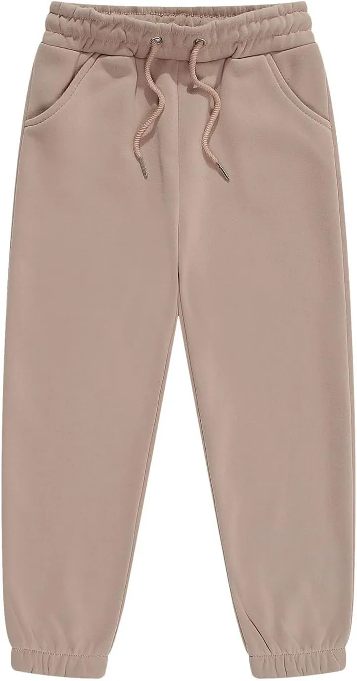 Kids Boys Girls Cotton Sweatpants Plain Pull On Joggers Drawstring ounge Pants for Tween Elastic Waist Jogger Pants