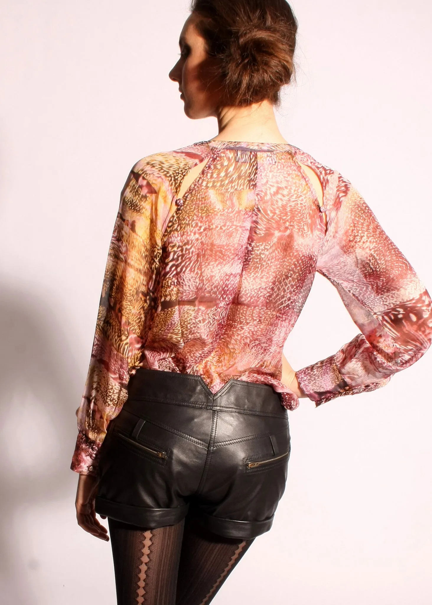 Leather fold up hem shorts