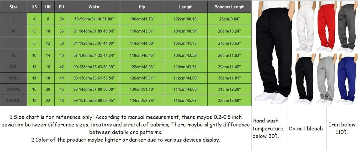Men's Baggy Sweatpants Fleece Straight Leg Jogger Workout Casual Pant Loose Athletic Trousers Elastic Waist Pockets
