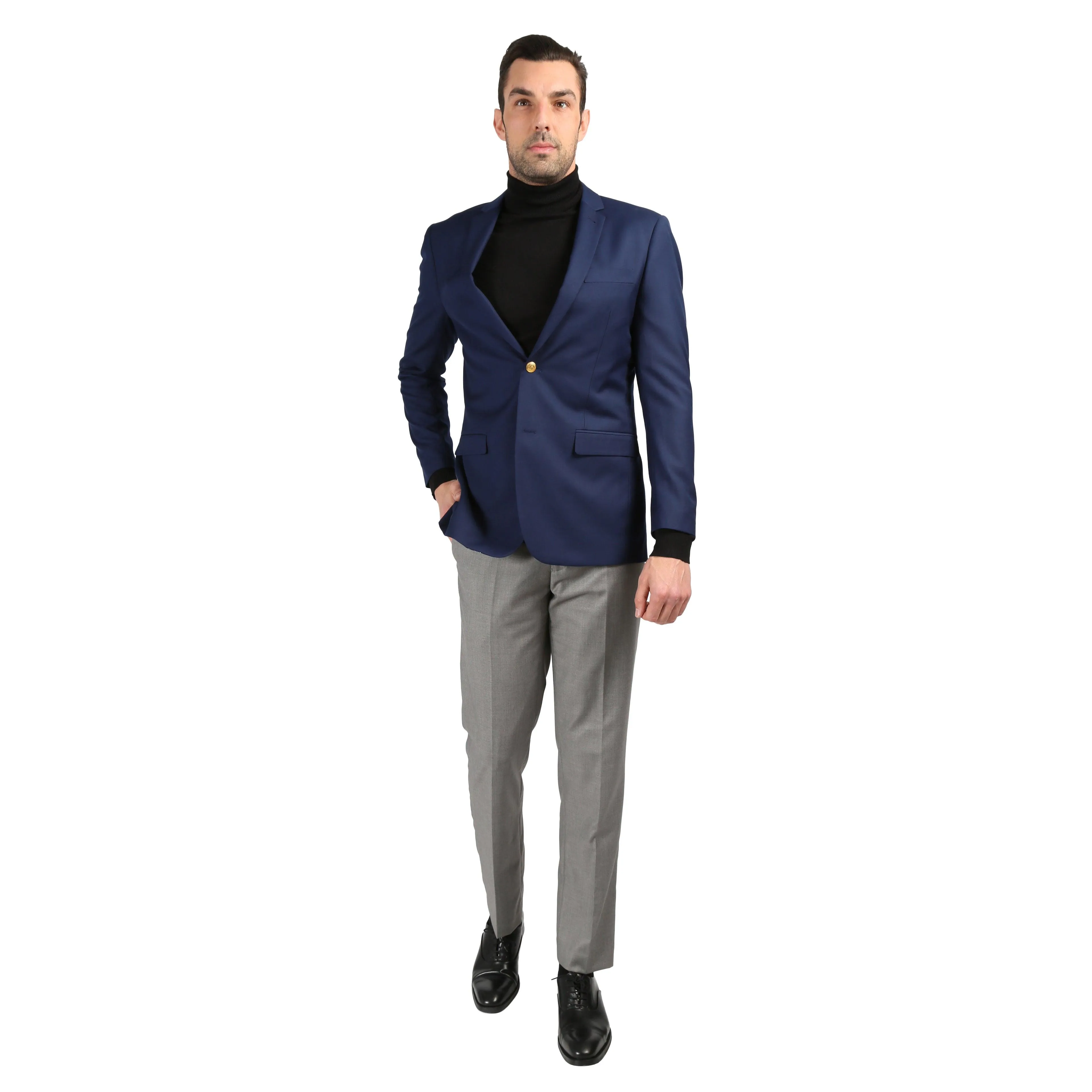 Men's Warwick Gold Button Slim Fit Navy Blazer