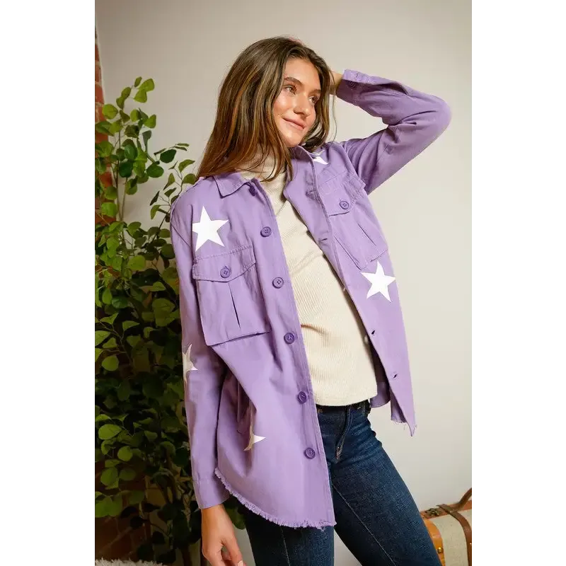 Star Printed Military Jacket