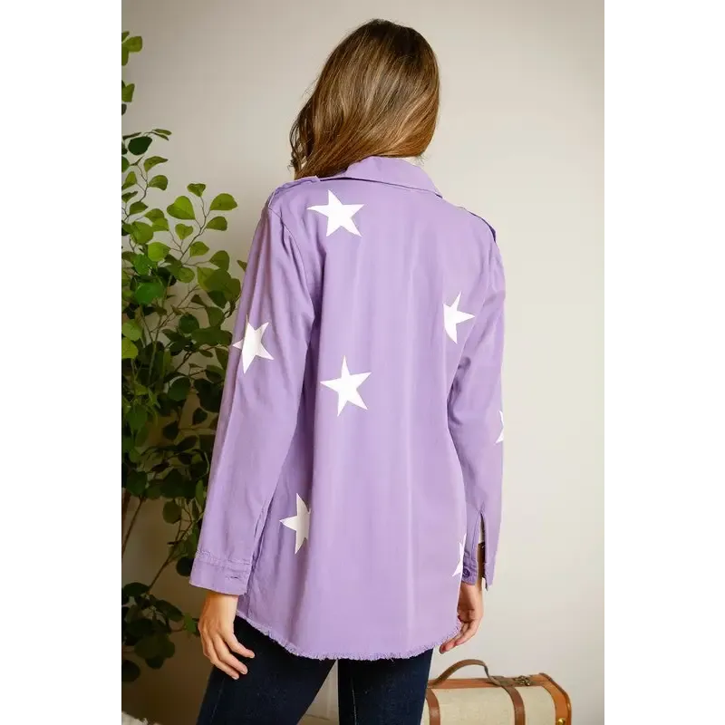 Star Printed Military Jacket
