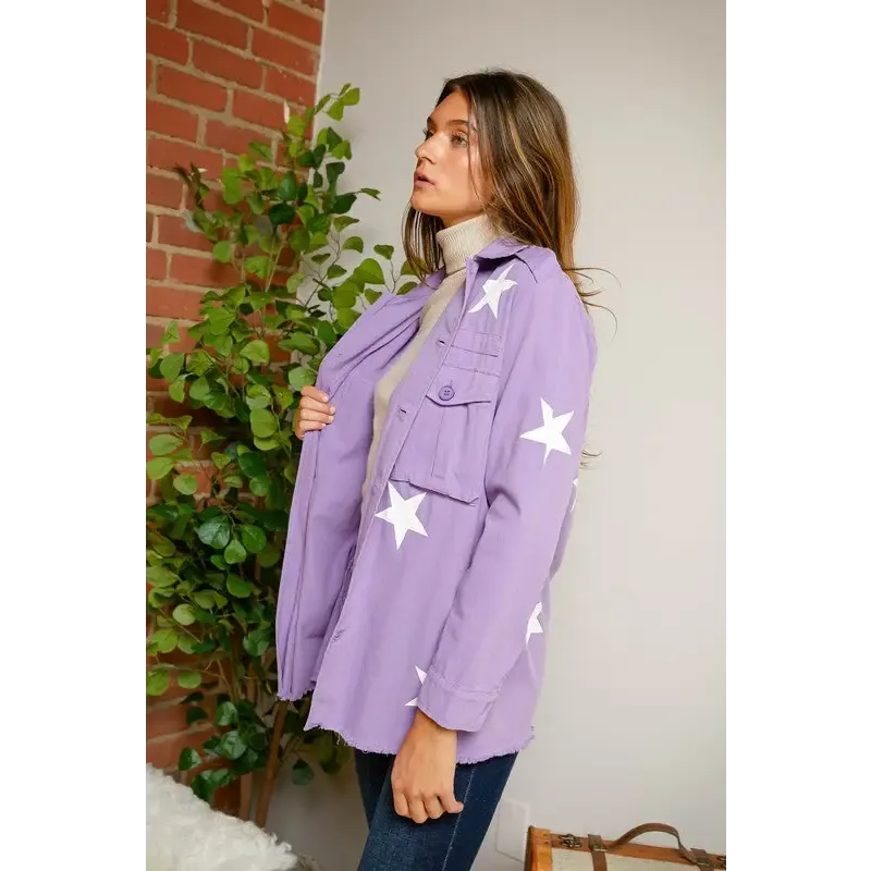 Star Printed Military Jacket