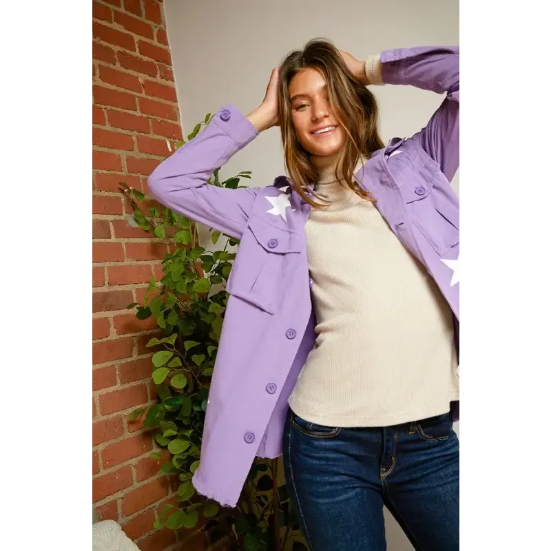 Star Printed Military Jacket