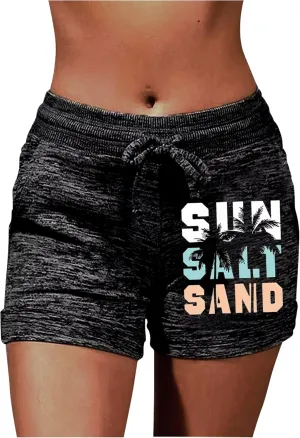 Summer Drawstring Waist Sweat Shorts for Women Casual Gym Running Shorts Vacation Beach Comfy Lounge Shorts with Pockets