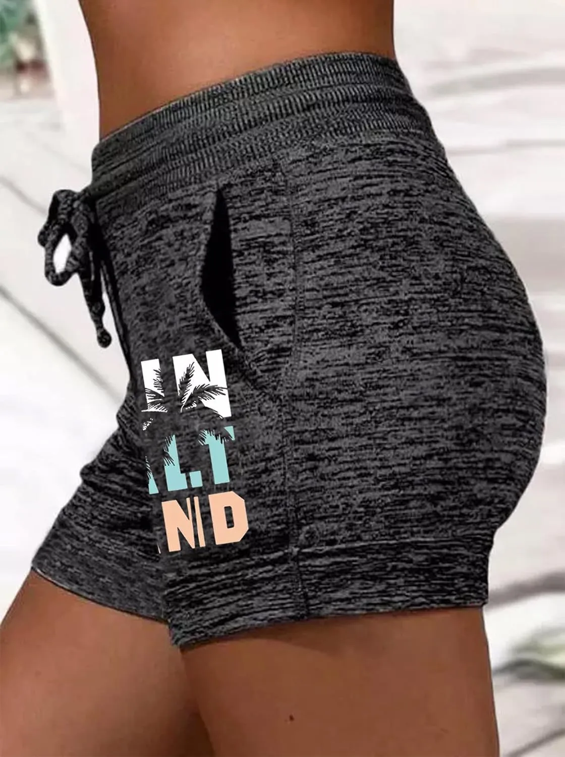 Summer Drawstring Waist Sweat Shorts for Women Casual Gym Running Shorts Vacation Beach Comfy Lounge Shorts with Pockets