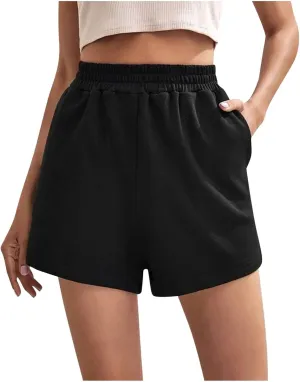 Uillui Sweat Shorts Womens 5" Comfy Cotton Athletic Gym Shorts High Waisted Workout Running Shorts Casual Jogger Short Pants