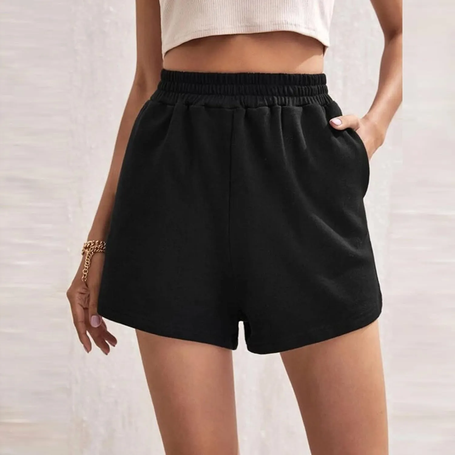 Uillui Sweat Shorts Womens 5" Comfy Cotton Athletic Gym Shorts High Waisted Workout Running Shorts Casual Jogger Short Pants