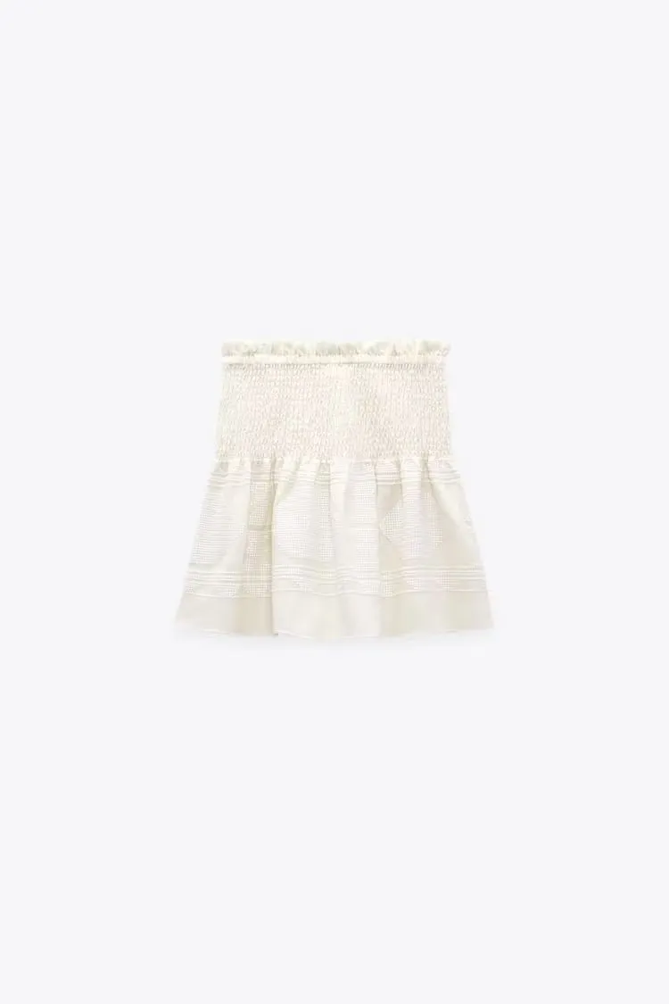 Women Summer Jacquard Solid Color Skirt