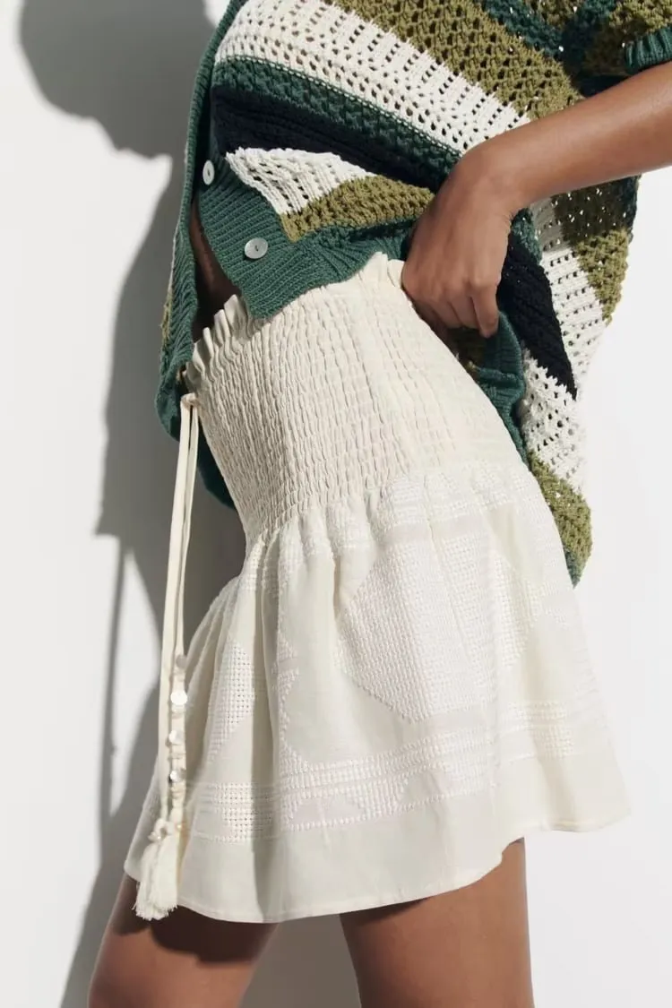 Women Summer Jacquard Solid Color Skirt