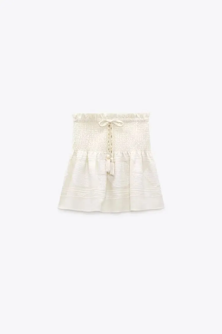 Women Summer Jacquard Solid Color Skirt