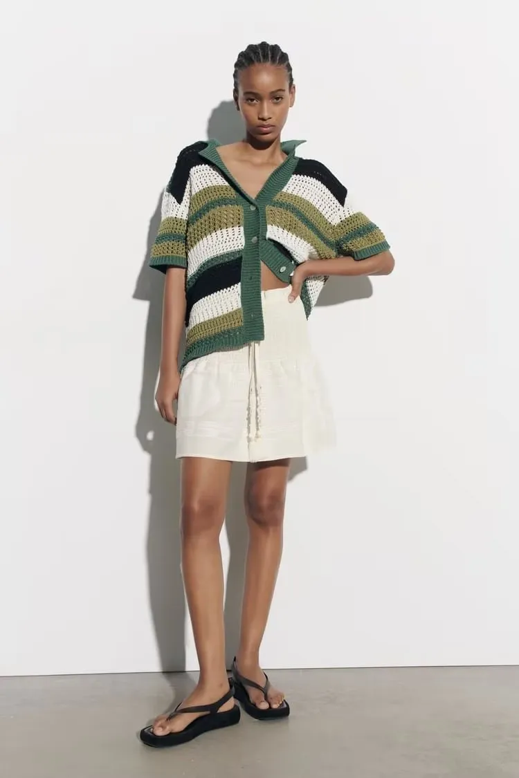 Women Summer Jacquard Solid Color Skirt