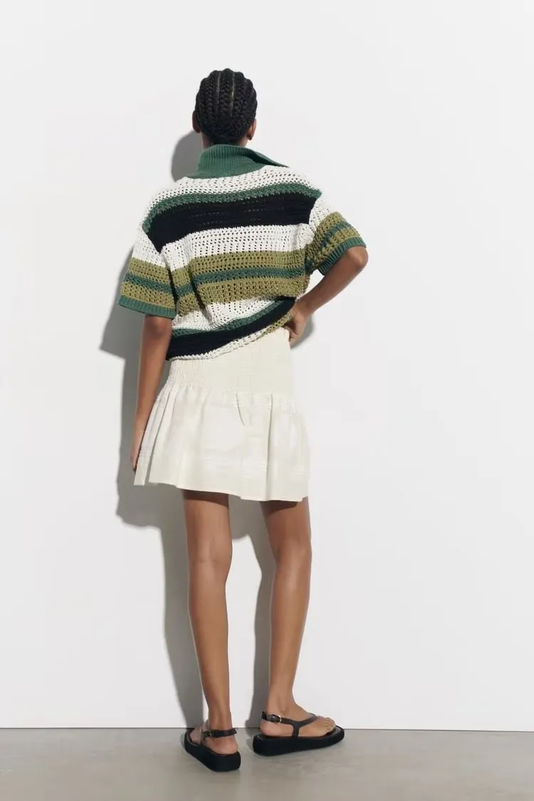 Women Summer Jacquard Solid Color Skirt