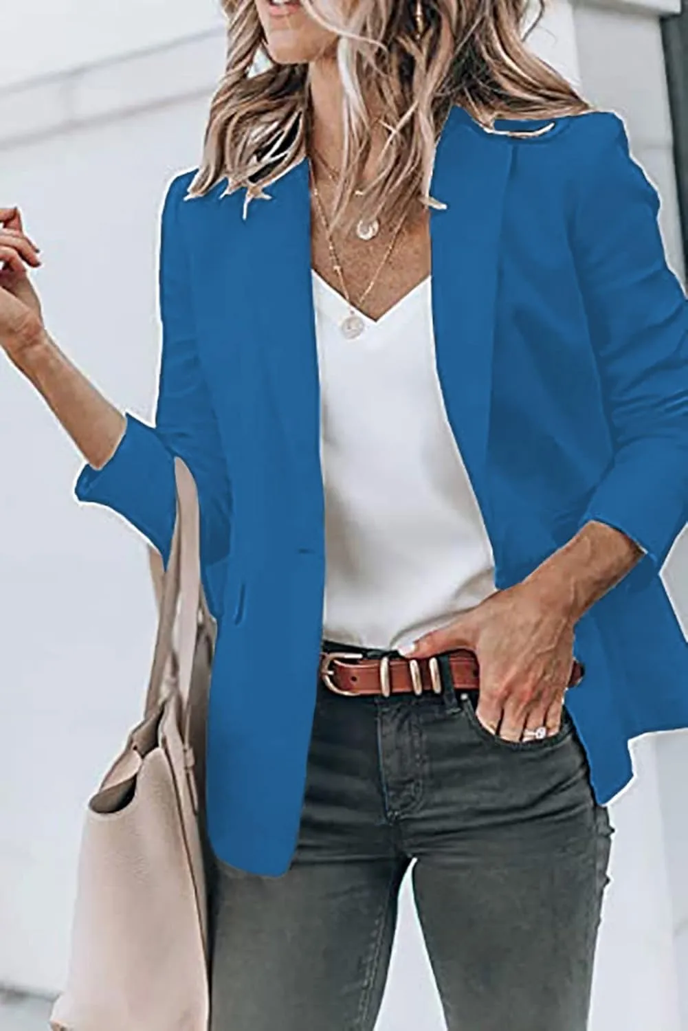 Women's Casual Lightweight Blazer Open Front Lapel Long Sleeve Jacket Suits Work Office Jackets Blazer for Daily/Work