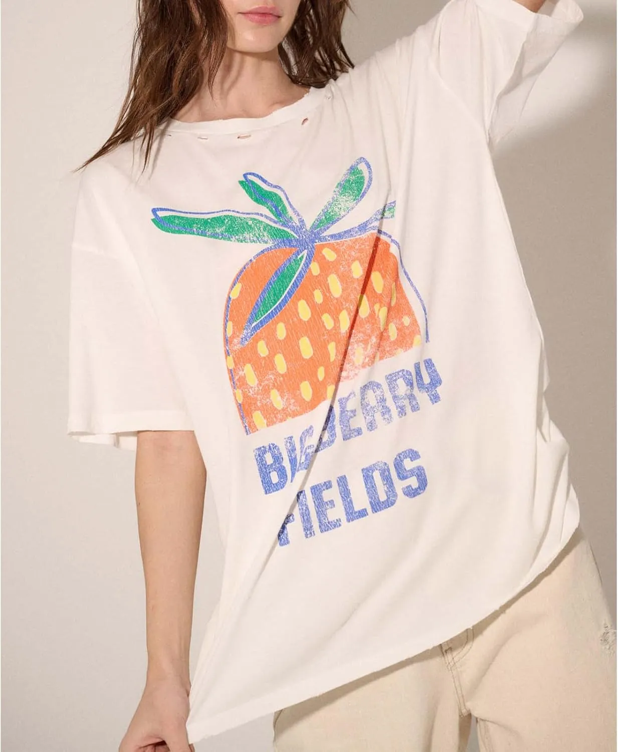 Womens Y2k Fruit Graphic Print Oversized T Shirts Summer Vintage Aesthetic Baggy Tees Tops Teen Girl Clothes