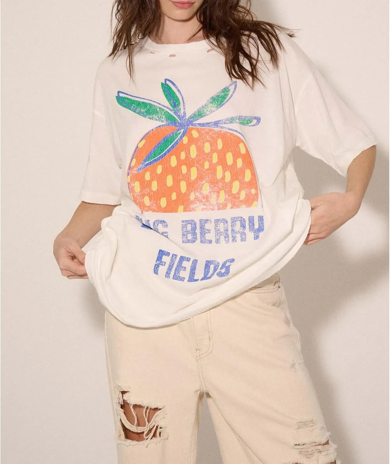 Womens Y2k Fruit Graphic Print Oversized T Shirts Summer Vintage Aesthetic Baggy Tees Tops Teen Girl Clothes